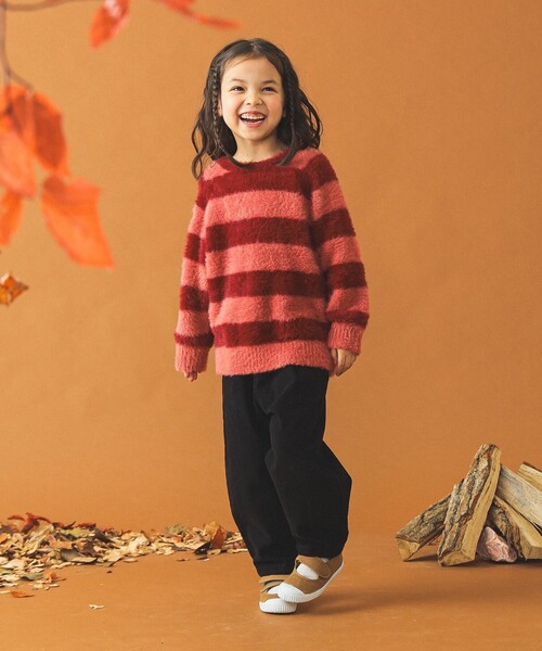 B:MING by BEAMS(ビーミングバイビームス)の「シャギー ボーダー ニット プルオーバー 2024FW(90~140cm)(ニット/セーター・キッズ・グレー/ピンク・S(90-100)/M(110-120)/L(130-140))」の10枚目の写真