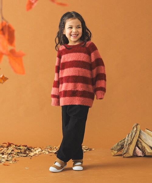 B:MING by BEAMS(ビーミングバイビームス)の「シャギー ボーダー ニット プルオーバー 2024FW(90~140cm)(ニット/セーター・キッズ・グレー/ピンク・S(90-100)/M(110-120)/L(130-140))」の11枚目の写真