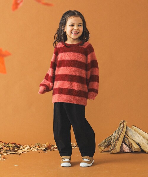 B:MING by BEAMS(ビーミングバイビームス)の「シャギー ボーダー ニット プルオーバー 2024FW(90~140cm)(ニット/セーター・キッズ・グレー/ピンク・S(90-100)/M(110-120)/L(130-140))」の12枚目の写真