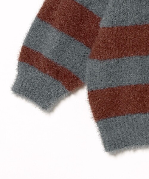 B:MING by BEAMS(ビーミングバイビームス)の「シャギー ボーダー ニット プルオーバー 2024FW(90~140cm)(ニット/セーター・キッズ・グレー/ピンク・S(90-100)/M(110-120)/L(130-140))」の15枚目の写真