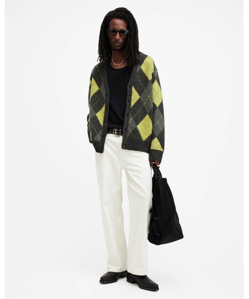 ALLSAINTS（オールセインツ）の「JOKER RELAXED ARGYLE JACQUARD CARDIGAN | JOKER リラックス アーガイル ジャカード カーディガン（カーディガン/ボレロ・メンズ・ブラック系その他・M/XS/S）」の5枚目の写真