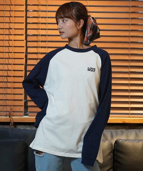 LOVE BOAT(ラブ・ボート)の「LOVE BOAT/ラブボート ラグランロンT LB-LST06(Tシャツ/カットソー・レディース・ホワイト×ネイビー/ホワイト×ブラック/ホワイト×レッド/ホワイト×ブラウン・M/L)」の2枚目の写真