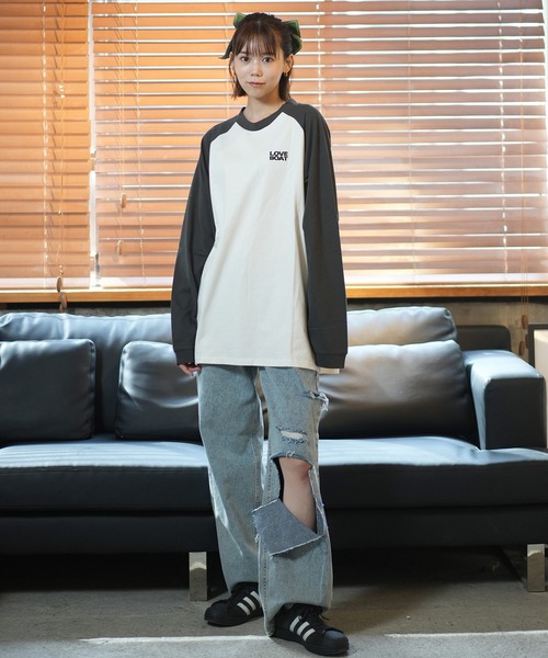 LOVE BOAT(ラブ・ボート)の「LOVE BOAT/ラブボート ラグランロンT LB-LST06(Tシャツ/カットソー・レディース・ホワイト×ネイビー/ホワイト×ブラック/ホワイト×レッド/ホワイト×ブラウン・M/L)」の16枚目の写真