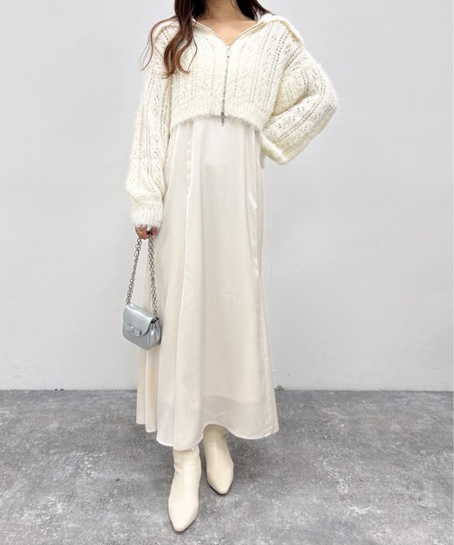 彩織 Heather（ヘザー）の「WZIPシャギーニット2Pワンピース 156593