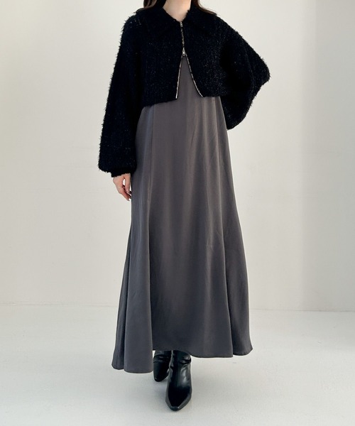 Heather（ヘザー）の「WZIPシャギーニット2Pワンピース　156593（ワンピース・レディース・ブラック/グレー/アイボリー・FREE）」の9枚目の写真