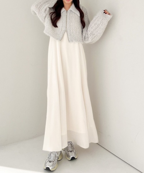 Heather（ヘザー）の「WZIPシャギーニット2Pワンピース　156593（ワンピース・レディース・ブラック/グレー/アイボリー・FREE）」の4枚目の写真