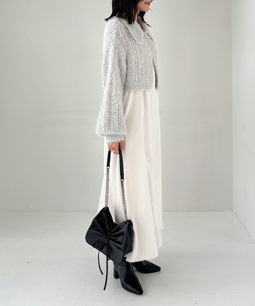 Heather（ヘザー）の「WZIPシャギーニット2Pワンピース　156593（ワンピース・レディース・ブラック/グレー/アイボリー・FREE）」の5枚目の写真