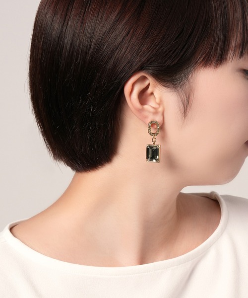LANVIN en Bleu（ランバンオンブルー）の「アールデコ ピアス（ピアス（両耳用）・レディース・グレー・ONE SIZE）」の2枚目の写真