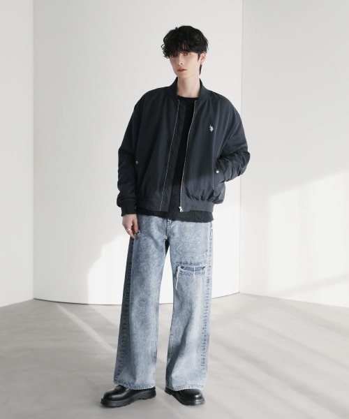 POLO JEANS MA-1 Mサイズ フェード グレージュ系 希少 U.S.POLO ASSN.別注 オーバーサイズ中綿ショートMA-1（MA-1）｜U.S.