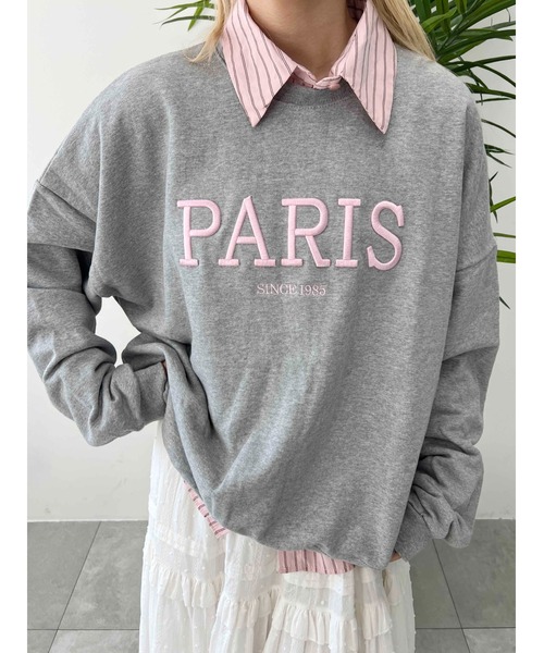 WC（ダブル シー）の「PARIS刺繍ビッグスウェット（スウェット・レディース・グレー/ブラック・FREE）」の2枚目の写真