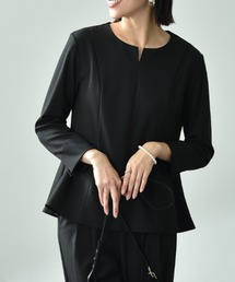 【UV・ウォッシャブル・接触冷感】ストレッチツイルパールピン付ブラウス