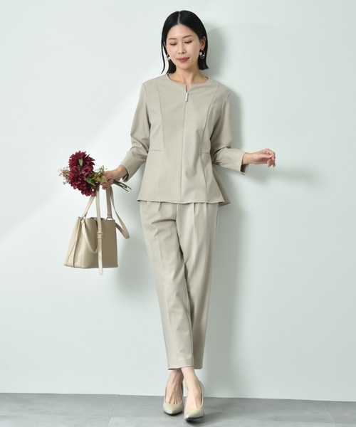 INTERPLANET（インタープラネット）の「【UV・ウォッシャブル・接触冷感】ストレッチツイルパールピン付ブラウス（シャツ/ブラウス・レディース・ネイビー/ベージュ/ブラック・FREE）」の7枚目の写真