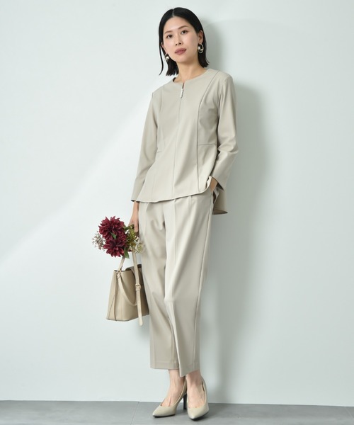 INTERPLANET（インタープラネット）の「【UV・ウォッシャブル・接触冷感】ストレッチツイルパールピン付ブラウス（シャツ/ブラウス・レディース・ネイビー/ベージュ/ブラック・FREE）」の9枚目の写真