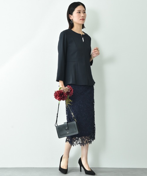 INTERPLANET（インタープラネット）の「【UV・ウォッシャブル・接触冷感】ストレッチツイルパールピン付ブラウス（シャツ/ブラウス・レディース・ネイビー/ベージュ/ブラック・FREE）」の17枚目の写真