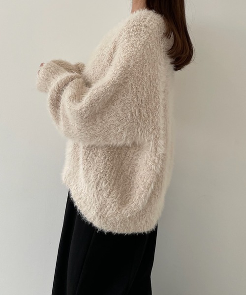 PURE BRIGHT(ピュアブライト)の「ボリュームスリーブシャギーニット(ニット/セーター・レディース・グリーン/チャコールグレー/アイボリー・FREE)」の9枚目の写真