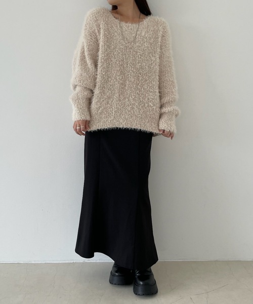 PURE BRIGHT(ピュアブライト)の「ボリュームスリーブシャギーニット(ニット/セーター・レディース・グリーン/チャコールグレー/アイボリー・FREE)」の14枚目の写真