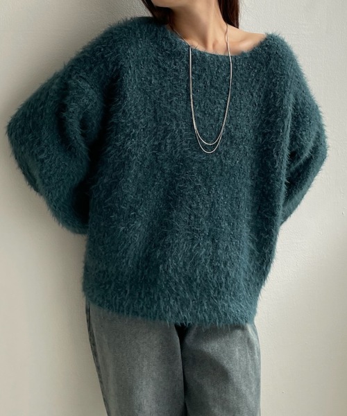 PURE BRIGHT(ピュアブライト)の「ボリュームスリーブシャギーニット(ニット/セーター・レディース・グリーン/チャコールグレー/アイボリー・FREE)」の5枚目の写真