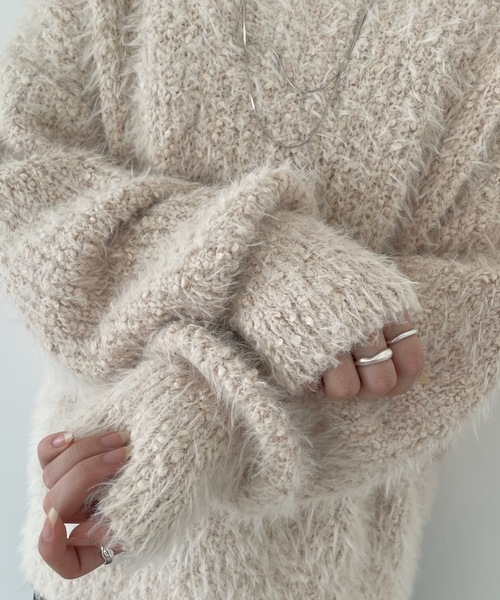 PURE BRIGHT(ピュアブライト)の「ボリュームスリーブシャギーニット(ニット/セーター・レディース・グリーン/チャコールグレー/アイボリー・FREE)」の17枚目の写真