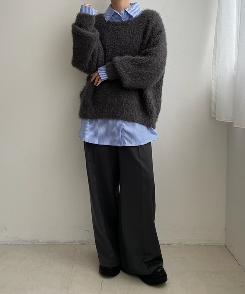 PURE BRIGHT(ピュアブライト)の「ボリュームスリーブシャギーニット(ニット/セーター・レディース・グリーン/チャコールグレー/アイボリー・FREE)」の20枚目の写真