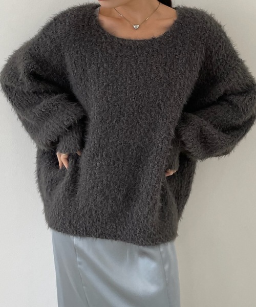 PURE BRIGHT(ピュアブライト)の「ボリュームスリーブシャギーニット(ニット/セーター・レディース・グリーン/チャコールグレー/アイボリー・FREE)」の19枚目の写真