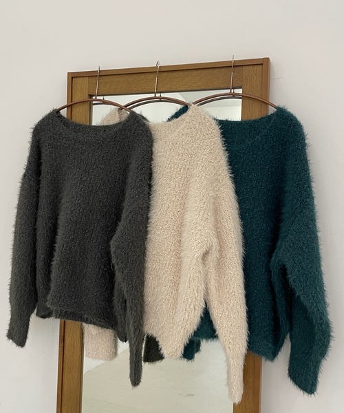 PURE BRIGHT(ピュアブライト)の「ボリュームスリーブシャギーニット(ニット/セーター・レディース・グリーン/チャコールグレー/アイボリー・FREE)」の18枚目の写真