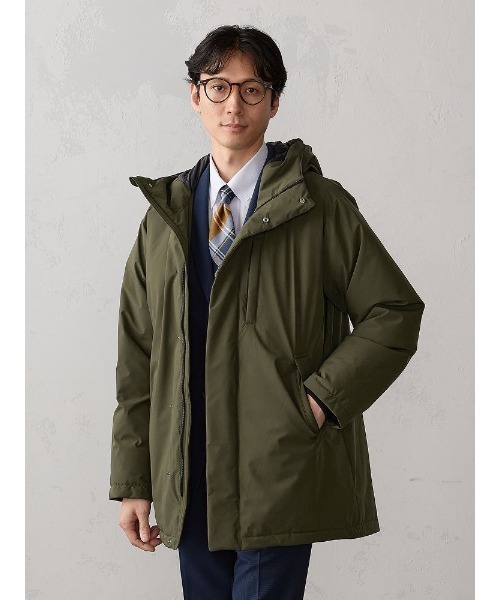 セール】オールウエザーテックス フード付きハイブリッドダウンコート