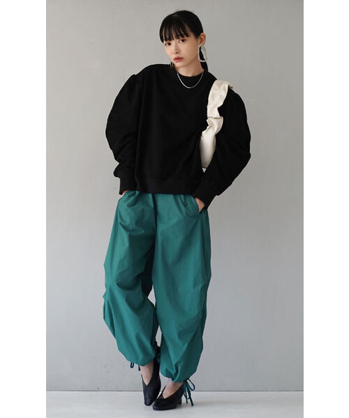 MIMIMEMETE(ミミメメット)の「パラシュート ワイドパンツ(その他パンツ・レディース・ブラック/ブルーグリーン・M)」の3枚目の写真
