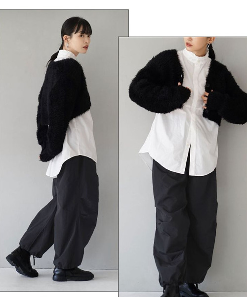 MIMIMEMETE(ミミメメット)の「パラシュート ワイドパンツ(その他パンツ・レディース・ブラック/ブルーグリーン・M)」の7枚目の写真