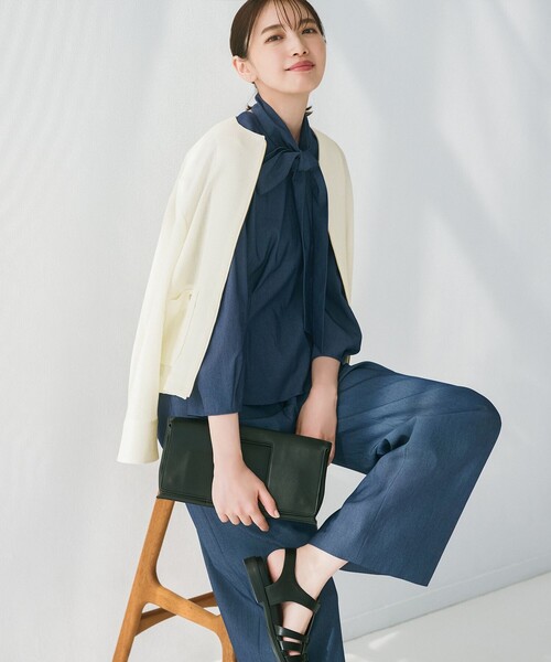 自由区（ジユウク）の「テンセルナイロンツイルワイド パンツ（その他パンツ・レディース・ベージュ系/ネイビー系・32）」の2枚目の写真