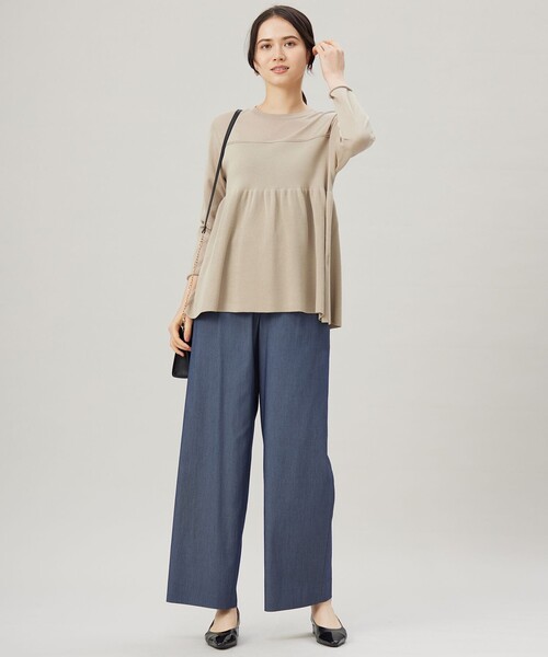 自由区（ジユウク）の「テンセルナイロンツイルワイド パンツ（その他パンツ・レディース・ベージュ系/ネイビー系・32）」の12枚目の写真