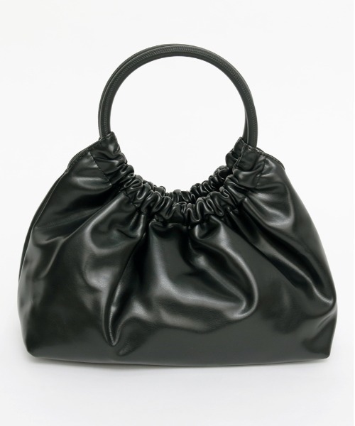 黒の円形パーツハンドバッグ KENZO（ケンゾー） ハンドバッグ 'KENZO Furoshiki' レザー ミニバッグ