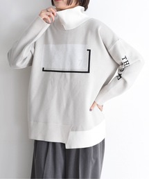 ロゴジャガードハイネックニット