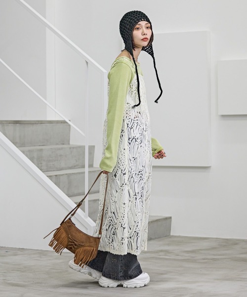 PAGEBOY（ページボーイ）の「チュールジャガードキャミワンピース（ワンピース・レディース・ブラック/オフホワイト・FREE）」の9枚目の写真