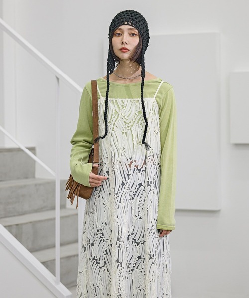 PAGEBOY（ページボーイ）の「チュールジャガードキャミワンピース（ワンピース・レディース・ブラック/オフホワイト・FREE）」の10枚目の写真