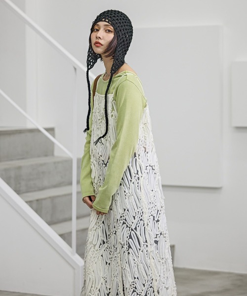 PAGEBOY（ページボーイ）の「チュールジャガードキャミワンピース（ワンピース・レディース・ブラック/オフホワイト・FREE）」の11枚目の写真