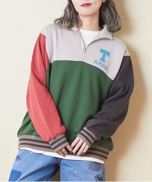 Courrèges】希少90sハーフジップ・ウールスウェット ベージュ