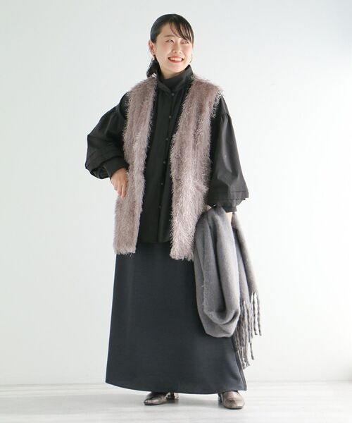 CRAFT STANDARD BOUTIQUE（クラフトスタンダードブティック）の「シャギーベスト（ベスト・レディース・グレイッシュベージュ/ブラック・FREE）」の20枚目の写真