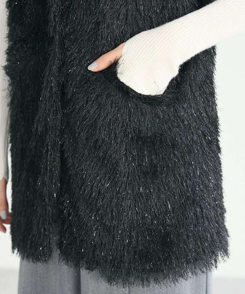 CRAFT STANDARD BOUTIQUE（クラフトスタンダードブティック）の「シャギーベスト（ベスト・レディース・グレイッシュベージュ/ブラック・FREE）」の14枚目の写真