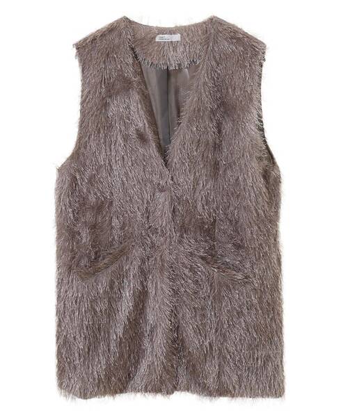 CRAFT STANDARD BOUTIQUE（クラフトスタンダードブティック）の「シャギーベスト（ベスト・レディース・グレイッシュベージュ/ブラック・FREE）」の3枚目の写真