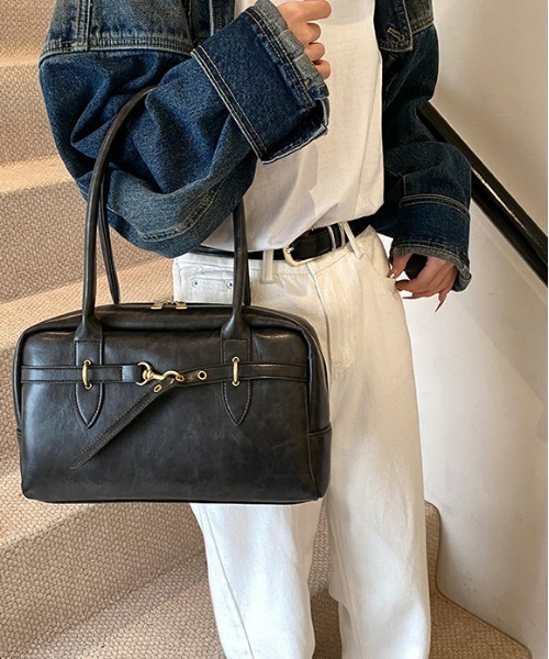 gossip!ロサンゼルス(ゴシップロサンゼルス)の「Y2K ヴィンテージ調ボストンバッグ BAG(ショルダーバッグ・レディース・ブラウン/ブラック・FREE)」の4枚目の写真