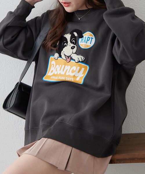 continuer de NICE CLAUP(コンティニューデナイスクラップ)の「ボーダーコリー相良刺繍BIGプルオーバー(スウェット・レディース・スミクロ/オートミール/ブルー/オフホワイト・FREE)」の8枚目の写真