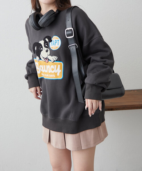 continuer de NICE CLAUP(コンティニューデナイスクラップ)の「ボーダーコリー相良刺繍BIGプルオーバー(スウェット・レディース・スミクロ/オートミール/ブルー/オフホワイト・FREE)」の9枚目の写真