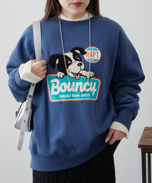 continuer de NICE CLAUP(コンティニューデナイスクラップ)の「ボーダーコリー相良刺繍BIGプルオーバー(スウェット・レディース・スミクロ/オートミール/ブルー/オフホワイト・FREE)」の13枚目の写真
