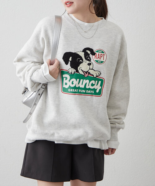continuer de NICE CLAUP(コンティニューデナイスクラップ)の「ボーダーコリー相良刺繍BIGプルオーバー(スウェット・レディース・スミクロ/オートミール/ブルー/オフホワイト・FREE)」の20枚目の写真