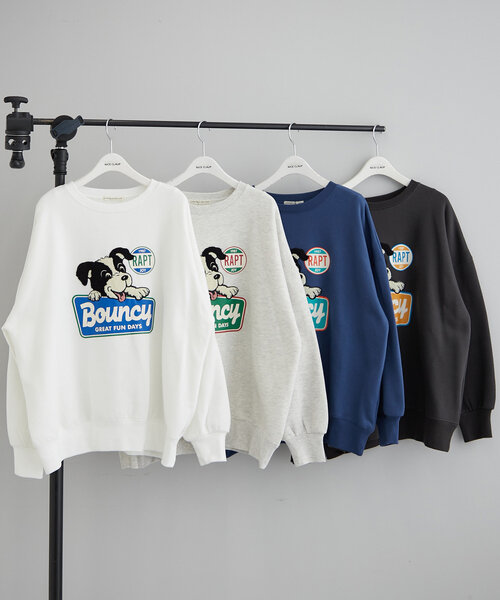 continuer de NICE CLAUP(コンティニューデナイスクラップ)の「ボーダーコリー相良刺繍BIGプルオーバー(スウェット・レディース・スミクロ/オートミール/ブルー/オフホワイト・FREE)」の2枚目の写真