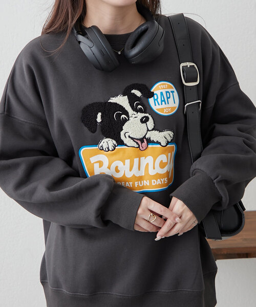 continuer de NICE CLAUP(コンティニューデナイスクラップ)の「ボーダーコリー相良刺繍BIGプルオーバー(スウェット・レディース・スミクロ/オートミール/ブルー/オフホワイト・FREE)」の3枚目の写真