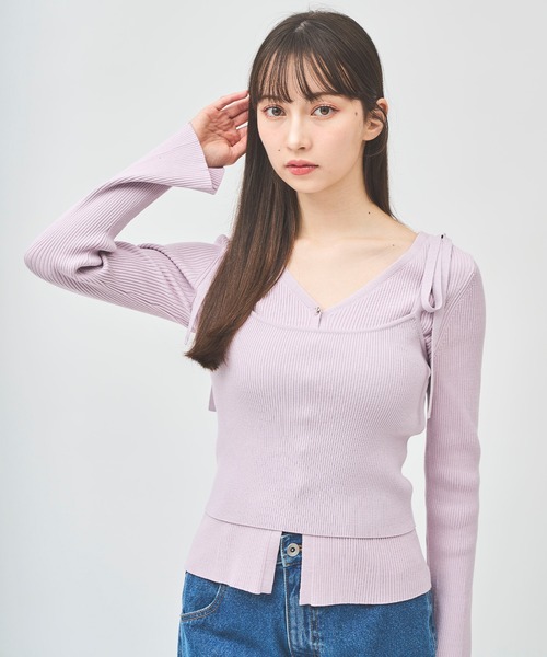 31 Sons de mode（トランテアン　ソン　ドゥ　モード）の「ＭＡＮＹ　ＷＡＹリボンビスチェセットニット（カーディガン/ボレロ・レディース・グレー/オフホワイト/ラベンダー/グリーン・フリー）」の21枚目の写真