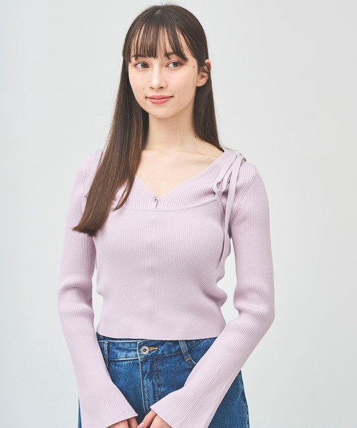 31 Sons de mode（トランテアン　ソン　ドゥ　モード）の「ＭＡＮＹ　ＷＡＹリボンビスチェセットニット（カーディガン/ボレロ・レディース・グレー/オフホワイト/ラベンダー/グリーン・フリー）」の22枚目の写真