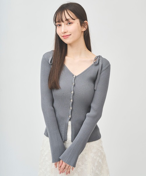 31 Sons de mode（トランテアン　ソン　ドゥ　モード）の「ＭＡＮＹ　ＷＡＹリボンビスチェセットニット（カーディガン/ボレロ・レディース・グレー/オフホワイト/ラベンダー/グリーン・フリー）」の19枚目の写真