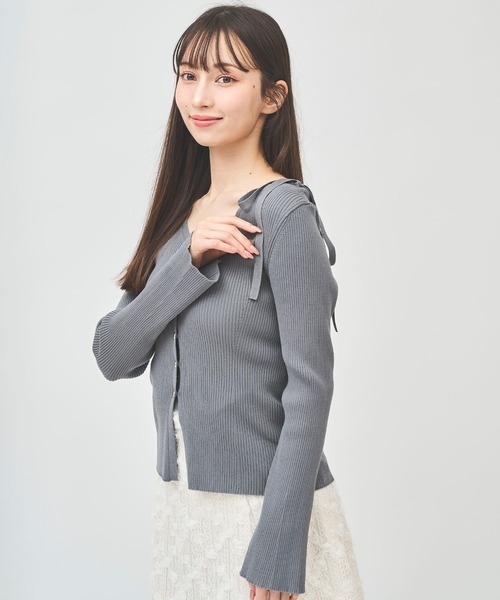 31 Sons de mode（トランテアン　ソン　ドゥ　モード）の「ＭＡＮＹ　ＷＡＹリボンビスチェセットニット（カーディガン/ボレロ・レディース・グレー/オフホワイト/ラベンダー/グリーン・フリー）」の20枚目の写真